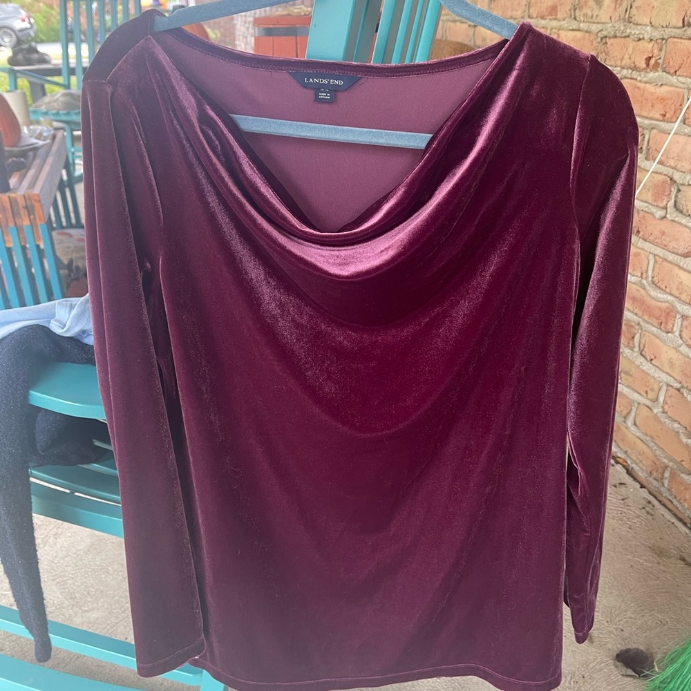 Lands' End Burgundy Velvet Top